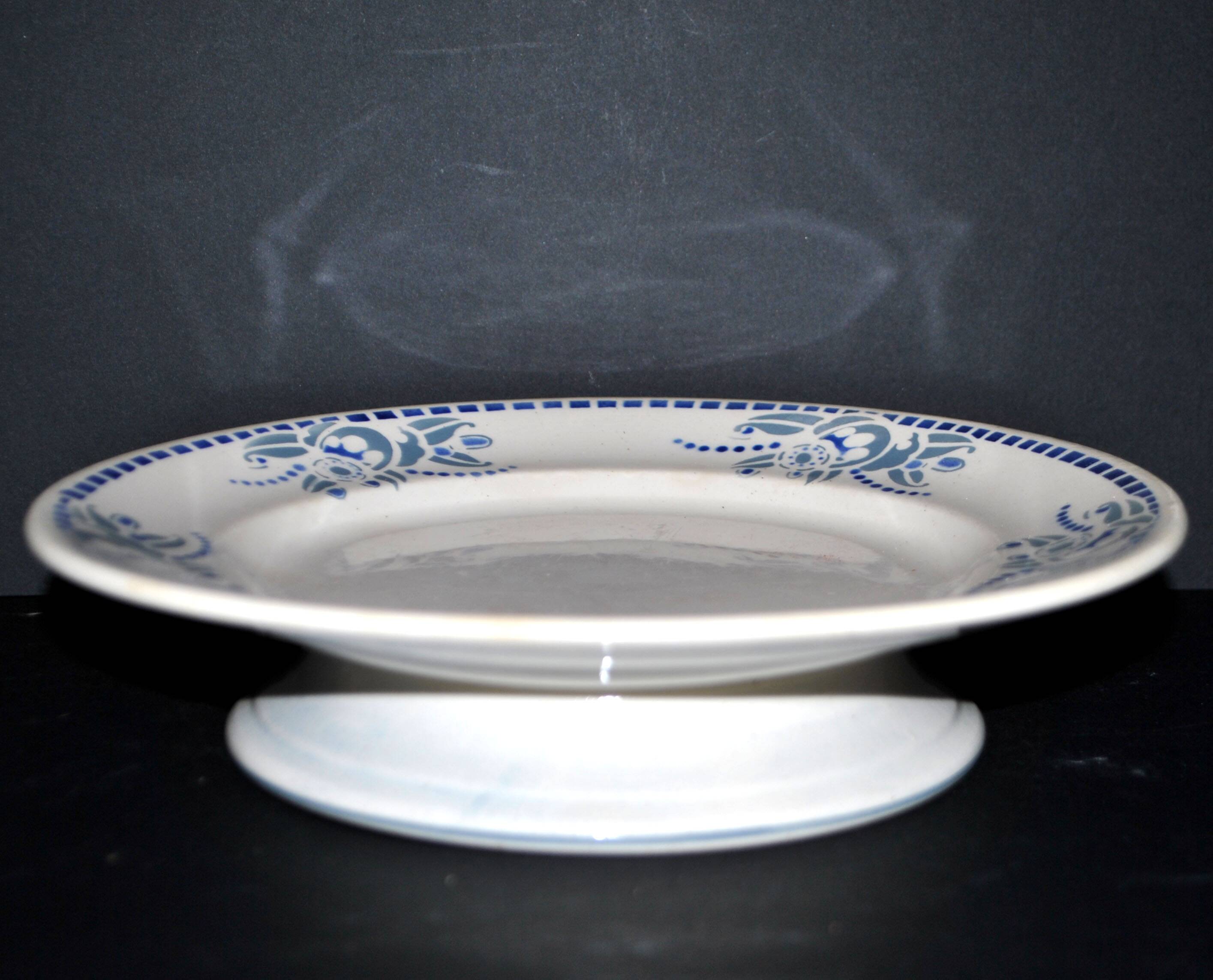 ART DECO mounted plate, Longwy earthenware footed bowl, 1920-1930