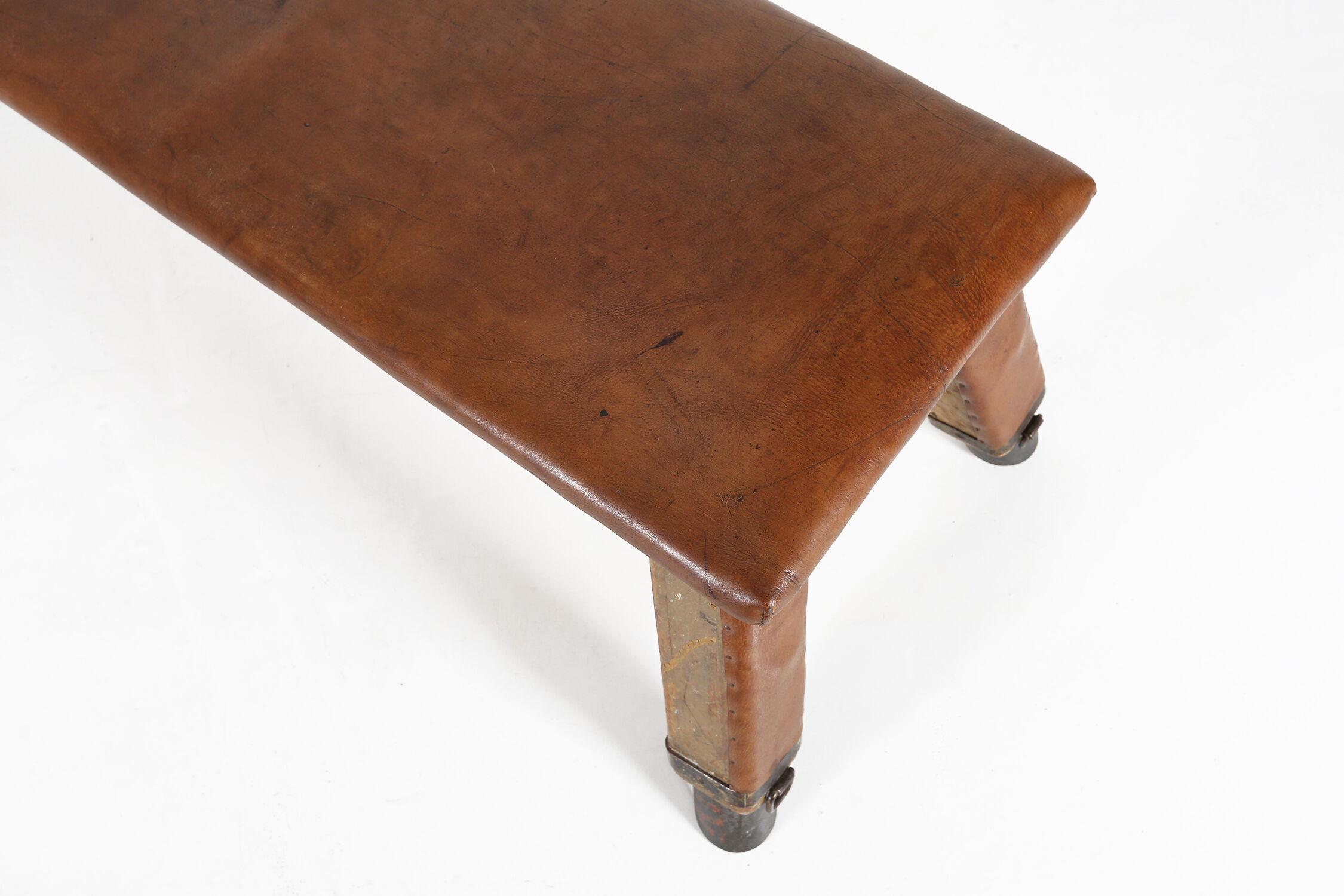 Industrial leather bench ca.1920