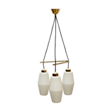 1950s Italian triangle lamp in brass and opalglass