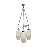 1950s Italian triangle lamp in brass and opalglass