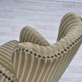 1960s, Danish armchair, light green furniture velour, beech wood.