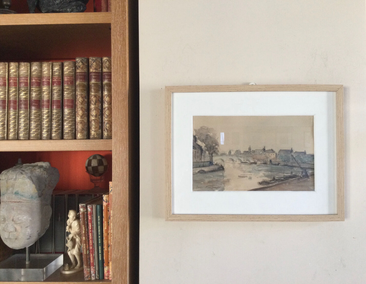 The Seine in Paris. Watercolour by Henri NOIZEUX (1871-?).