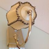 Brass bedside lamp and beige lampshade art deco style