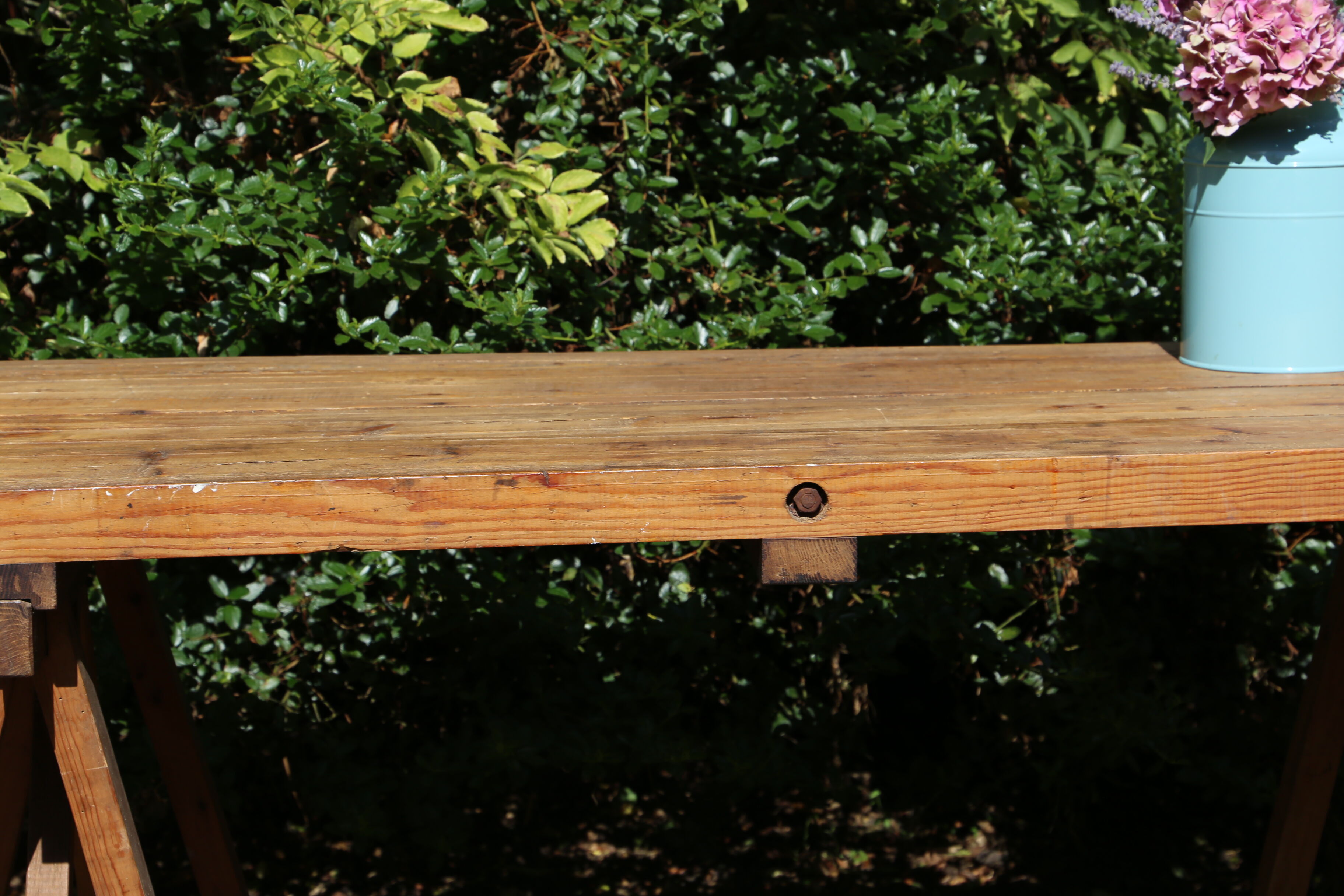 Farm table on trestles, 178 cm x 68 cm