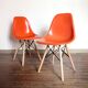 Pair of DSW Orange Chairs by Charles and Ray Eames for Herman Miller