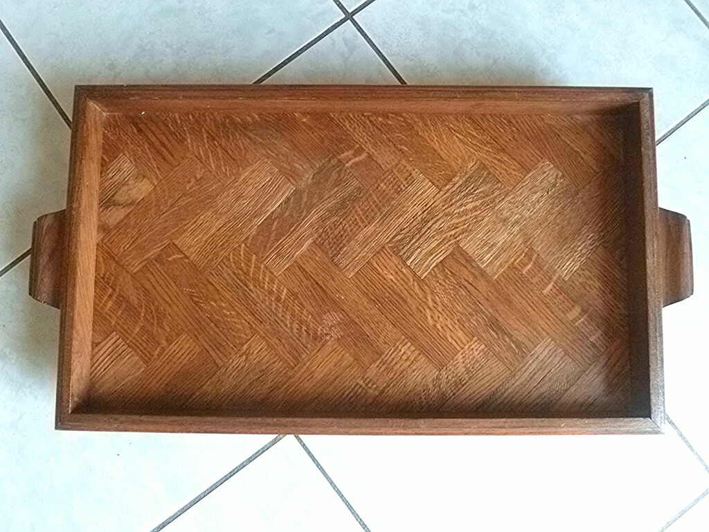 Solid wood service tray, vintage