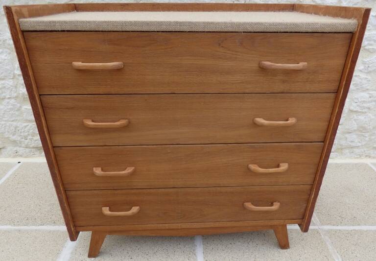 Vintage 4-drawer wooden chest of drawers - Completely restored and refurbished