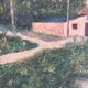 Vintage original landscape oil painting, signed farmhouse art
