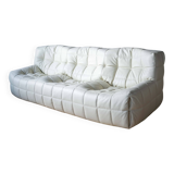 Vintage Leather Kashima Sofa in White Leather by Michel Ducaroy for Ligne Roset, 1980s