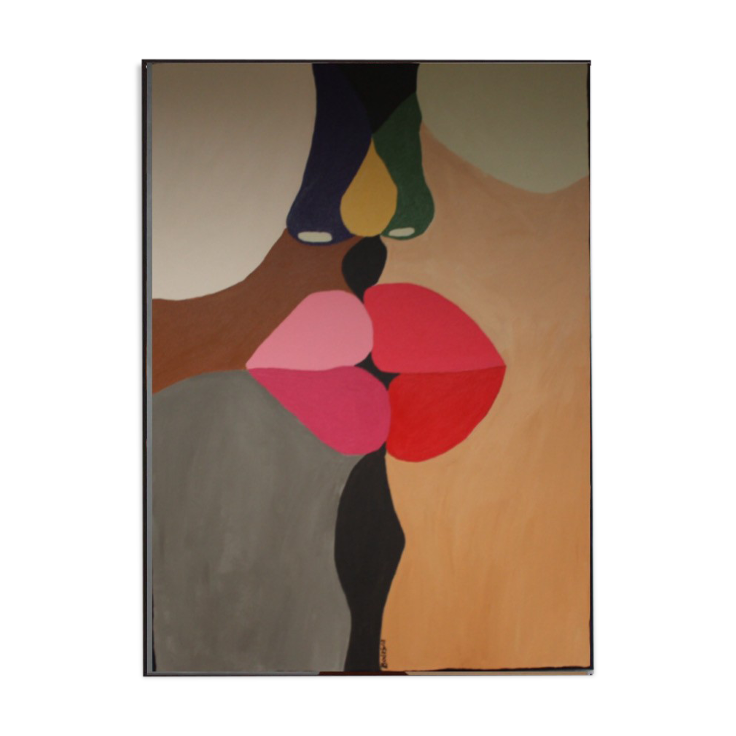 Acrylic paint The last of kisses colorful painting for contemporary design