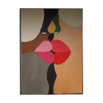 Acrylic paint The last of kisses colorful painting for contemporary design
