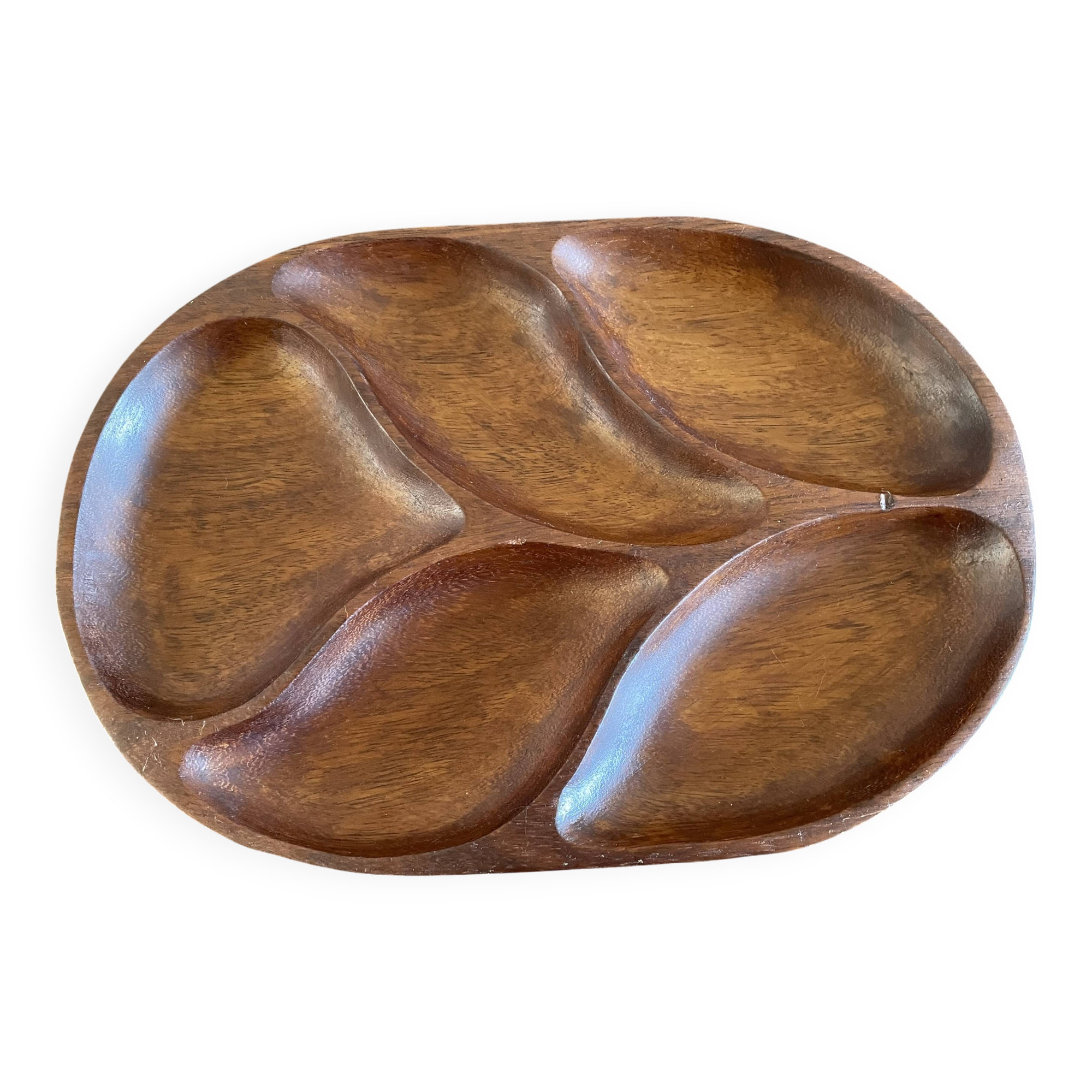 Wooden appetizer dish with compartments