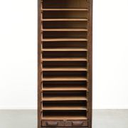 English antique archive cabinet with oak roll-up door from the 20th century