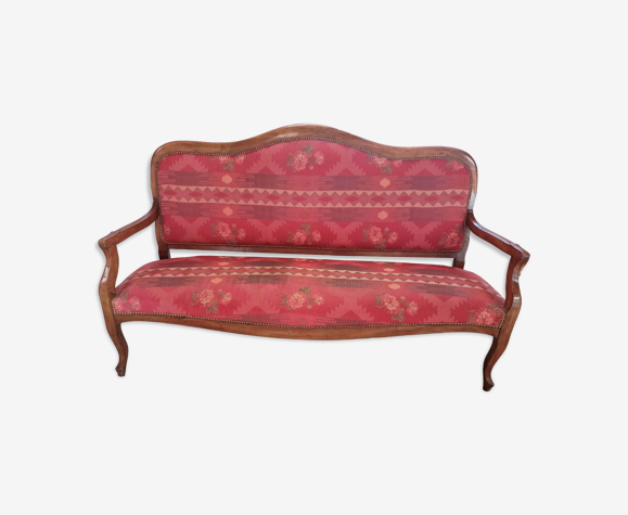 Banquette provençale en bois et tissu