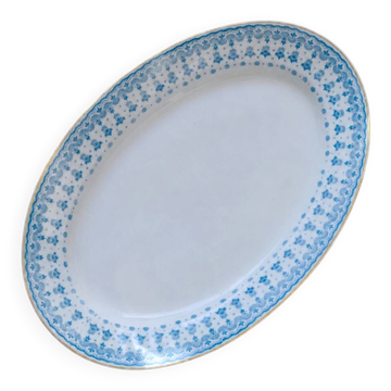 Large oval antique dish from 1909 in porcelain by Oscar Schaller.