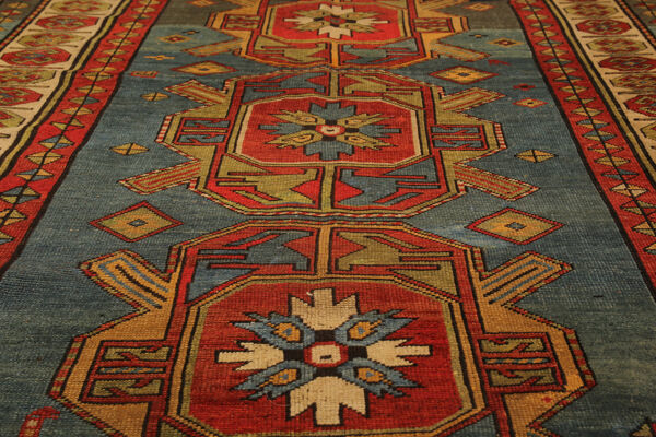 tapis de kazak caucasien fait main, tapis tribal de shirvan de laine 130x240cm