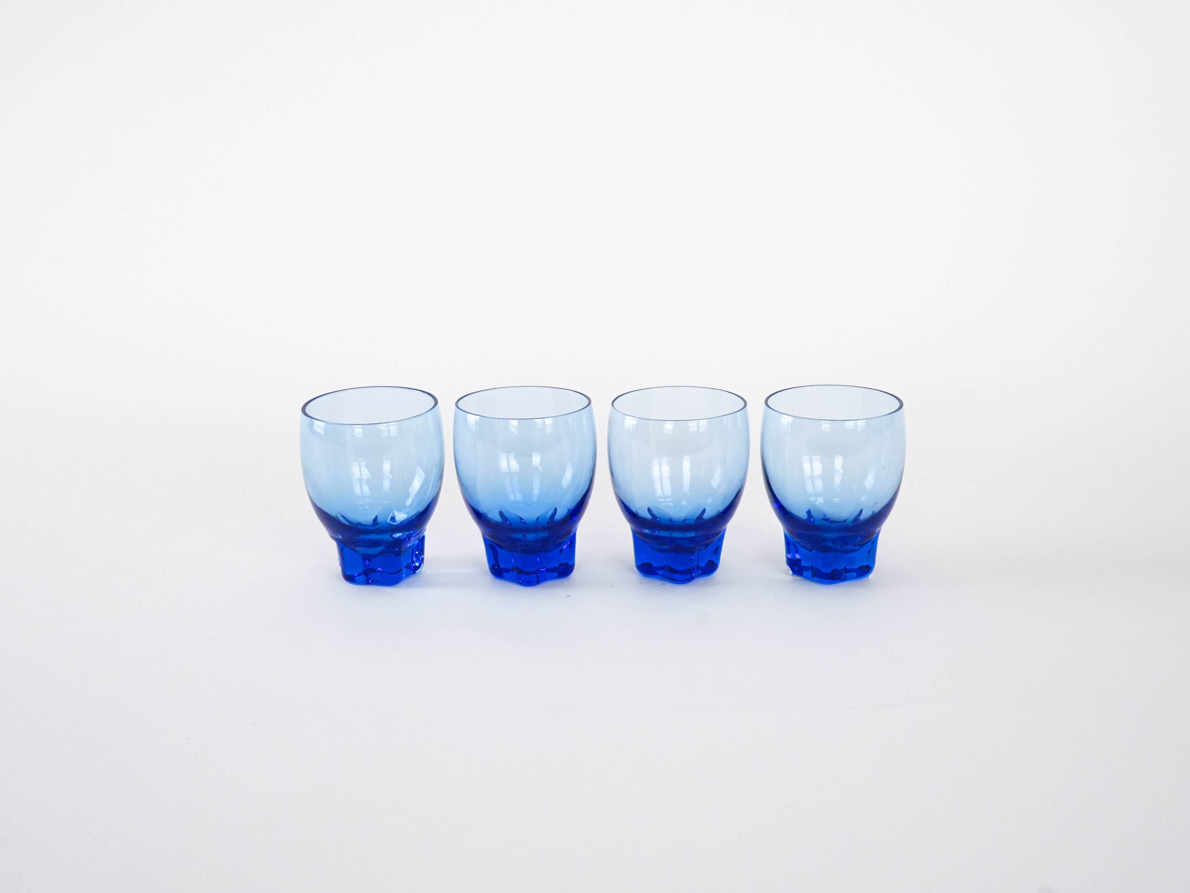 Set of cobalt glasses, Danish design, 1970s, manufactured in Denmark