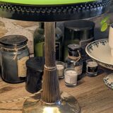 Antique Second Empire Napoleon III table lamp, 1870, brass and opaline glass