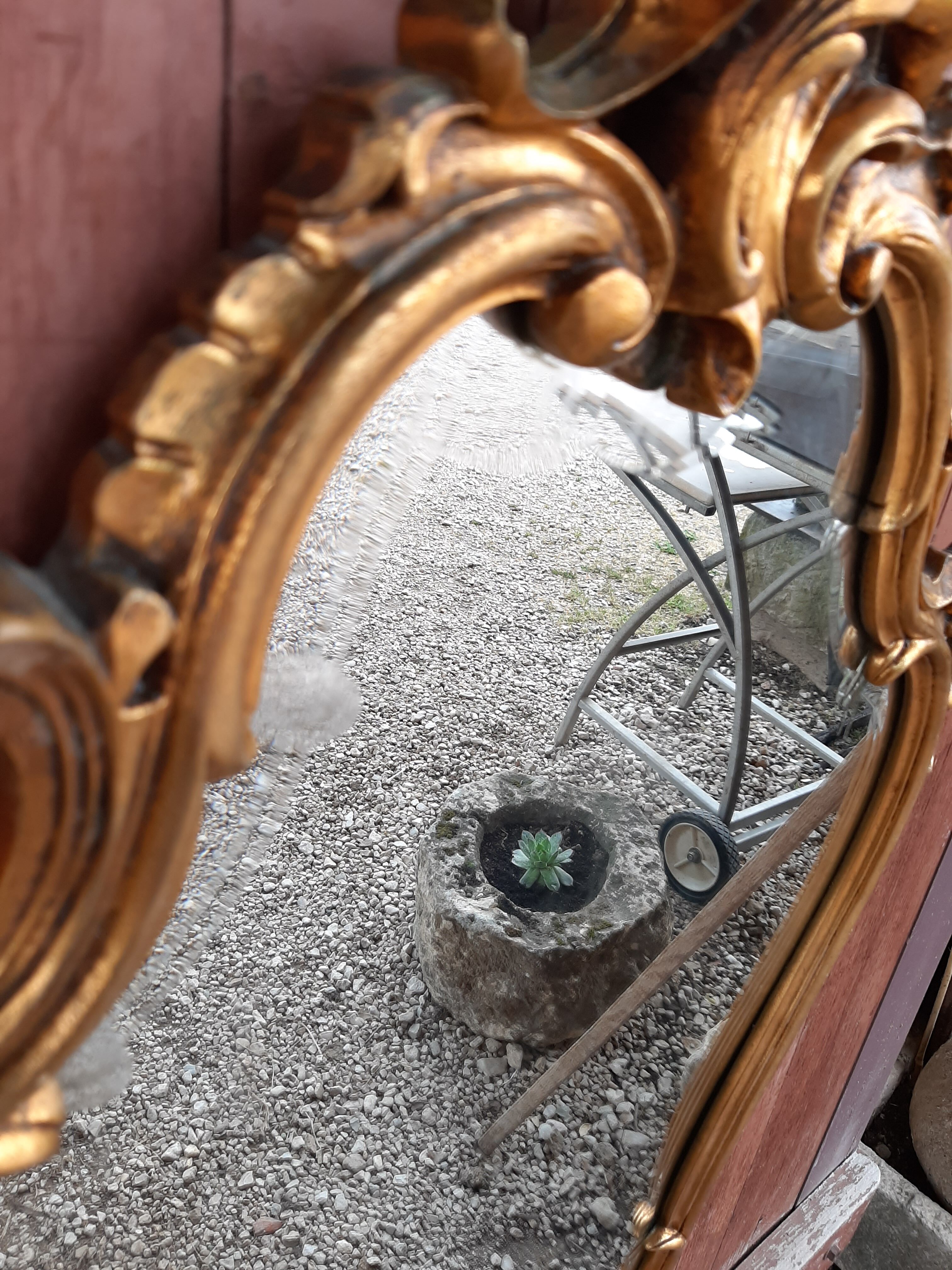 Miroir doré baroque style Louis XV biseauté