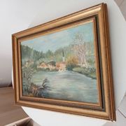 Old painting oil on canvas signed J.V.