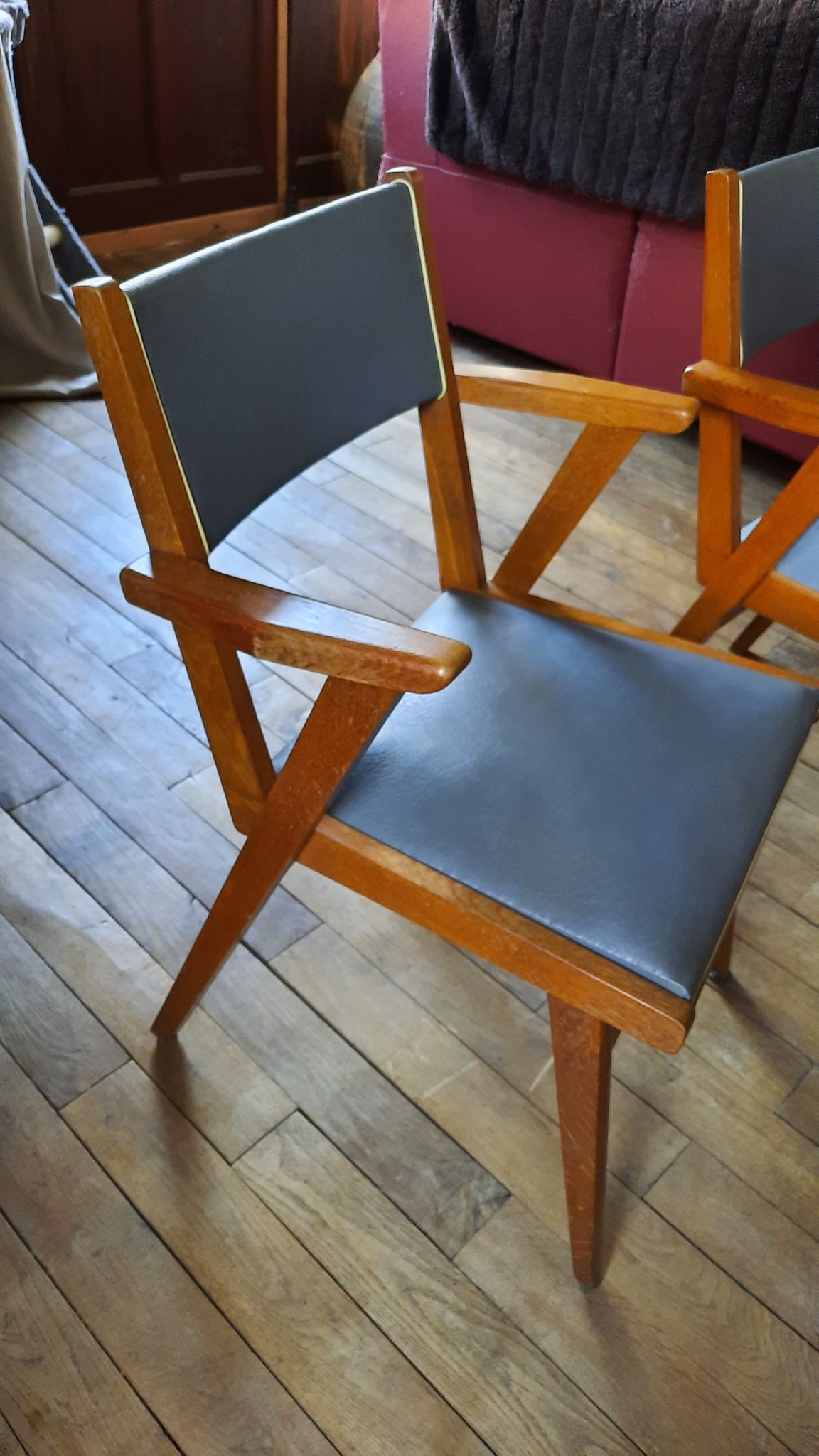 Paire de fauteuils bridge gris