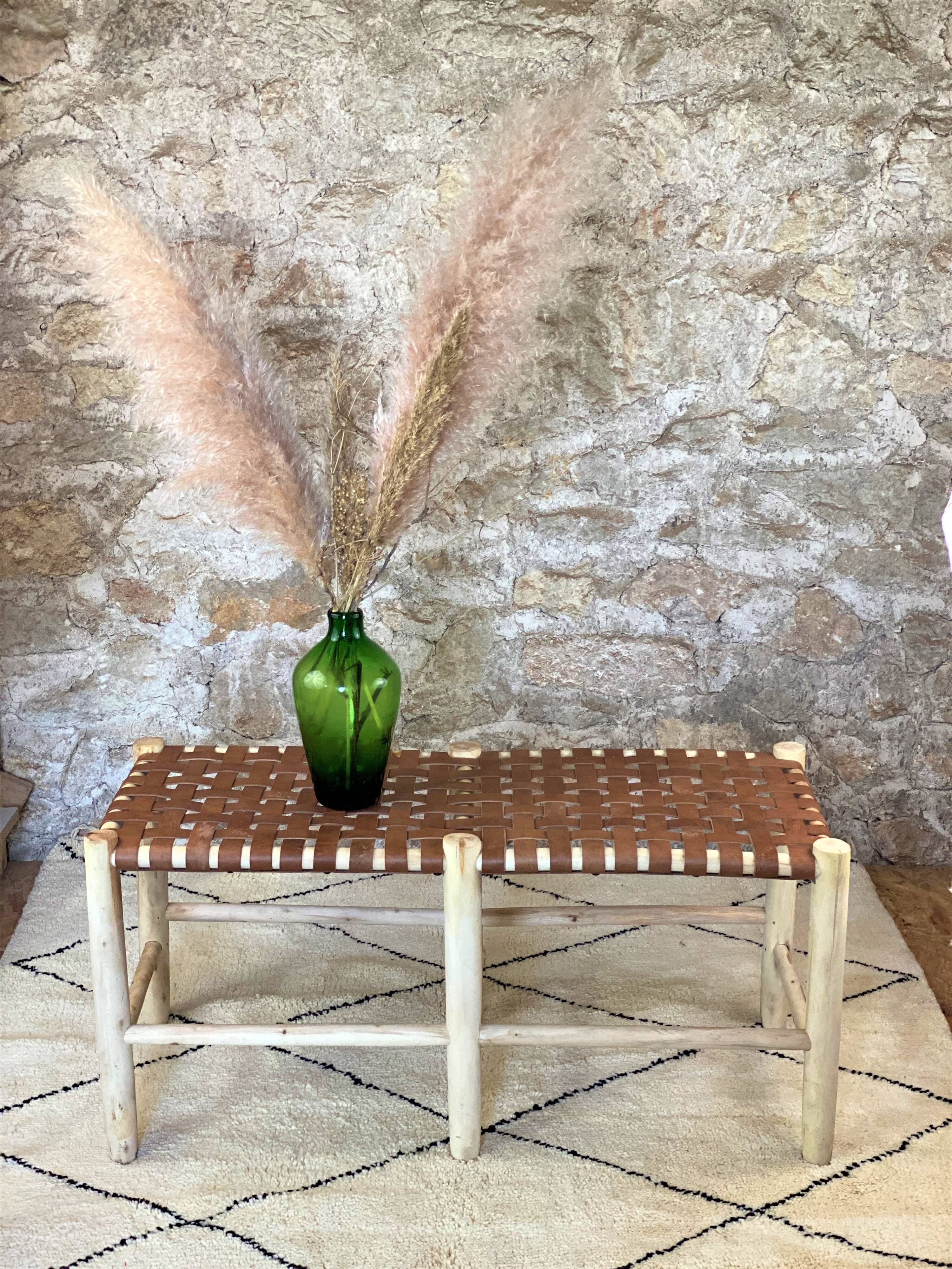 Poplar and leather bench