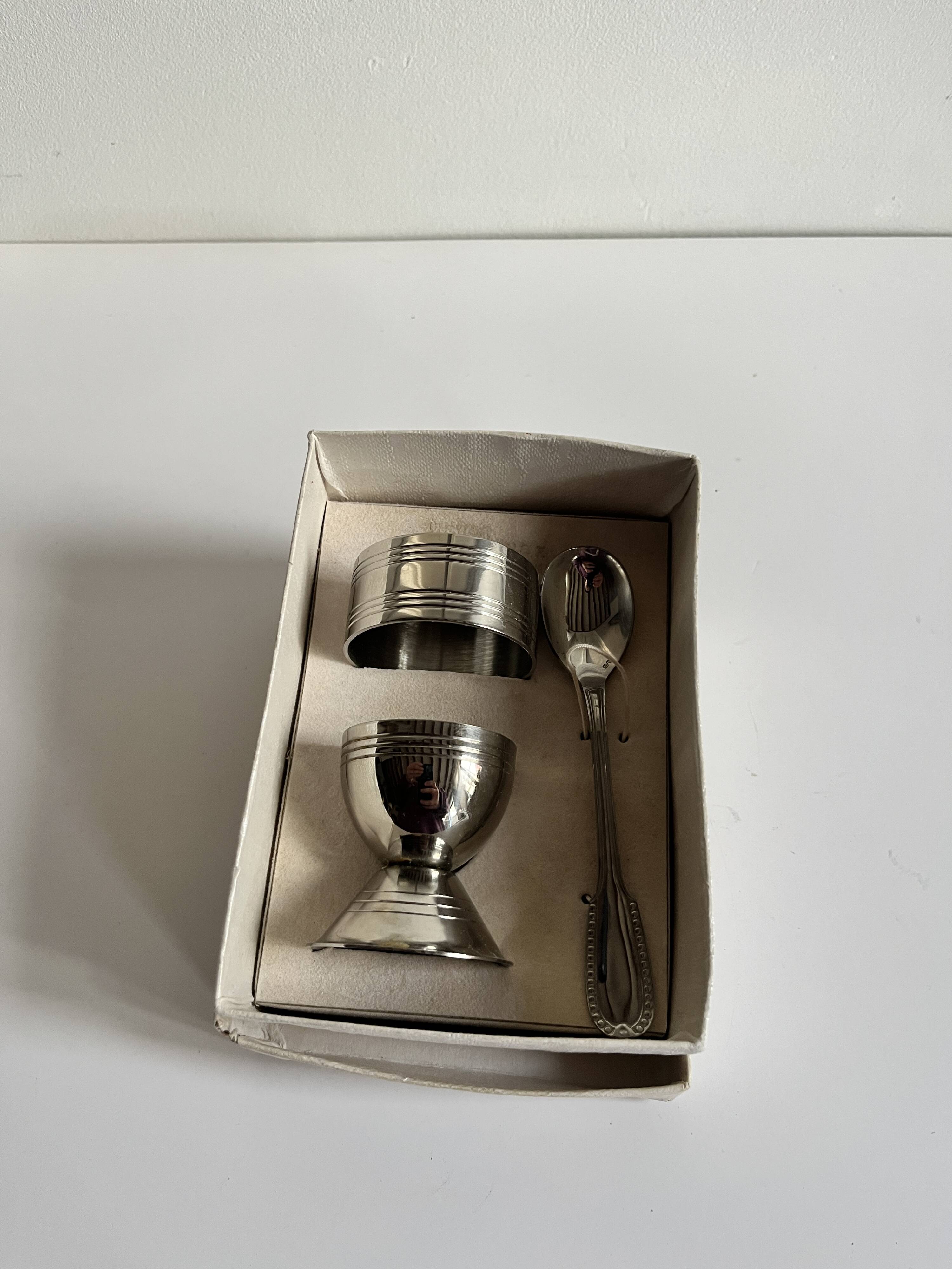 Set coquetier inox vintage