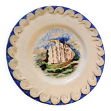 Ceramic dish signed Marc Roussel representing a sailboat, 20th century period
