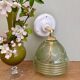 Vintage art deco tulip wall lamp in green and gold glass