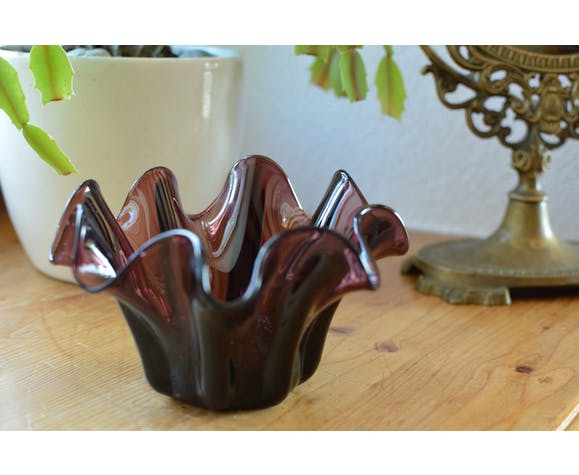 Murano purple glass candlestick