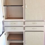 Buffet en formica blanc tramé vert des années 60