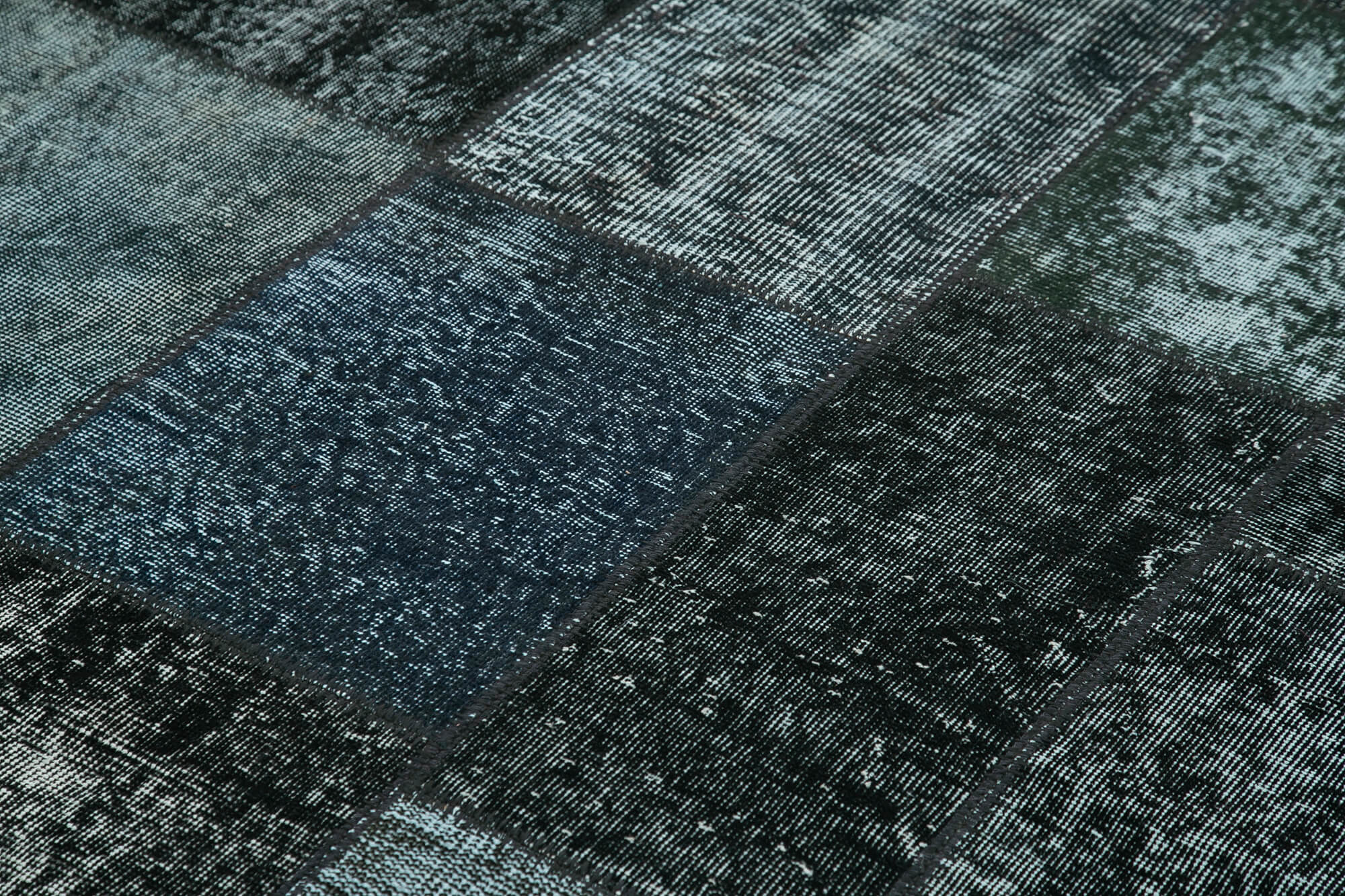 Hand-knotted oriental vintage 170 cm x 241 cm black patchwork rug