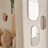 Miroir forme D en laiton - Miroir mural, salle de bain, décoration