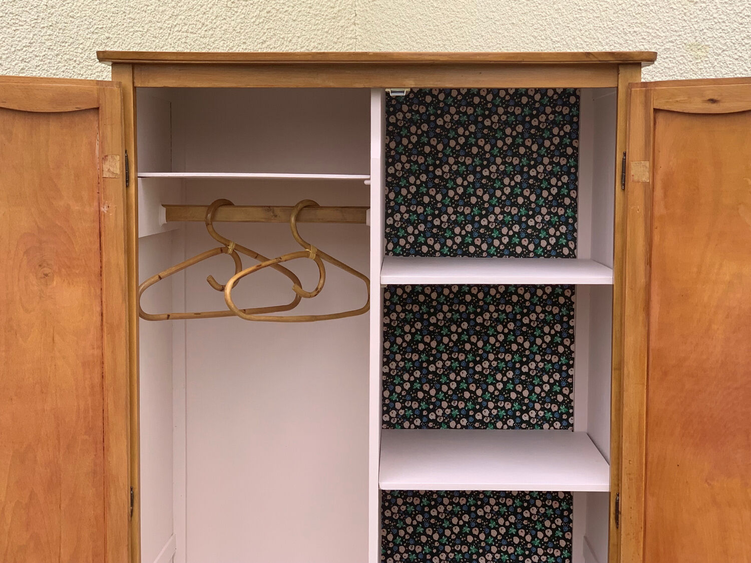 Parisian wardrobe vintage beech 1970