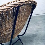 Wicker lounge chair in the style of Dirk Van Sliedregt for Rohé Noordwolde, Netherlands, 1960s.