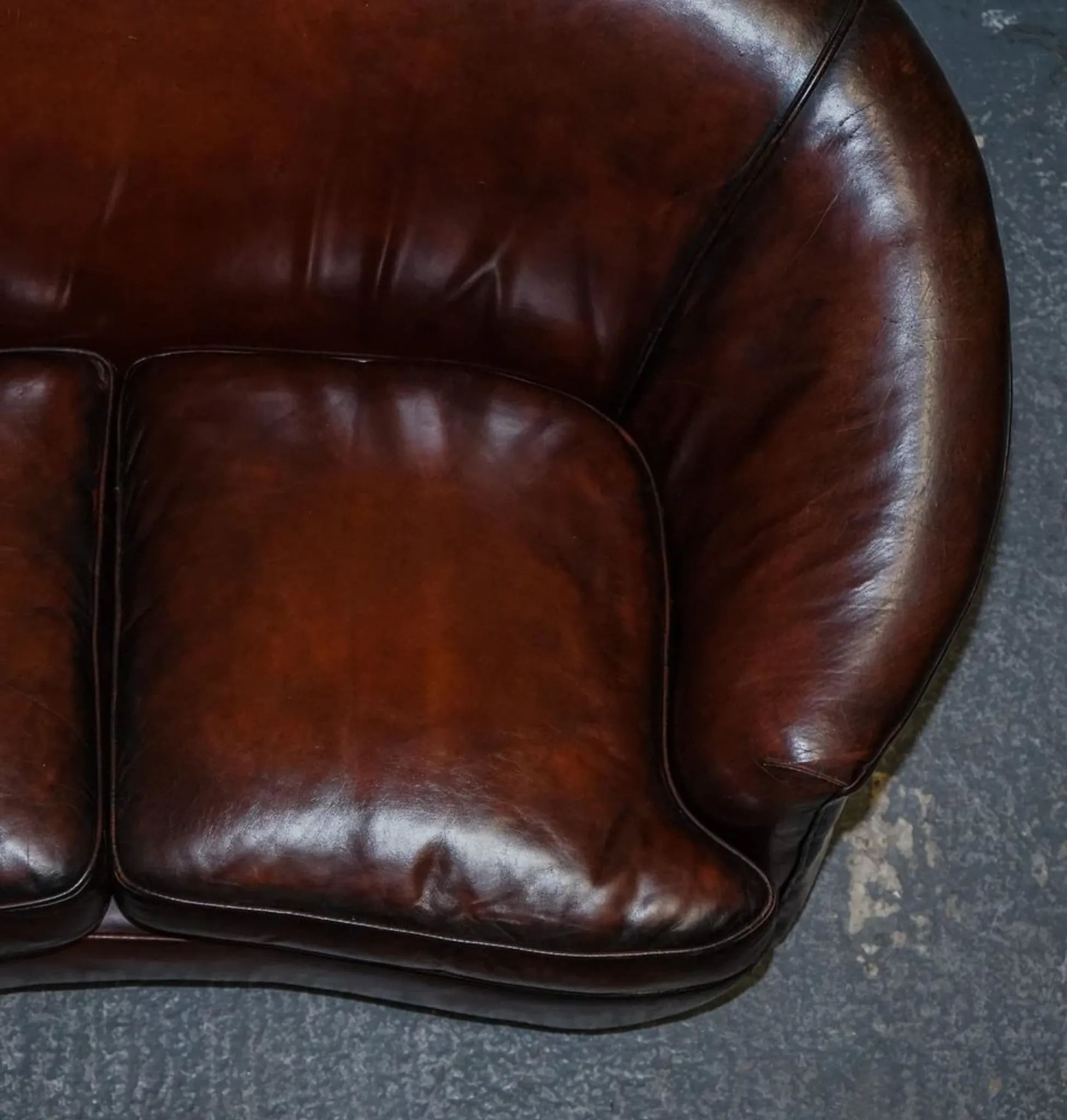 Art Deco Hand-Dyed Whisky Brown Sofa, Armchairs and Ottomans, 1920s, Set of 5