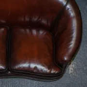 Art Deco Hand-Dyed Whisky Brown Sofa, Armchairs and Ottomans, 1920s, Set of 5