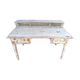 Large wooden desk with patinated bleacher