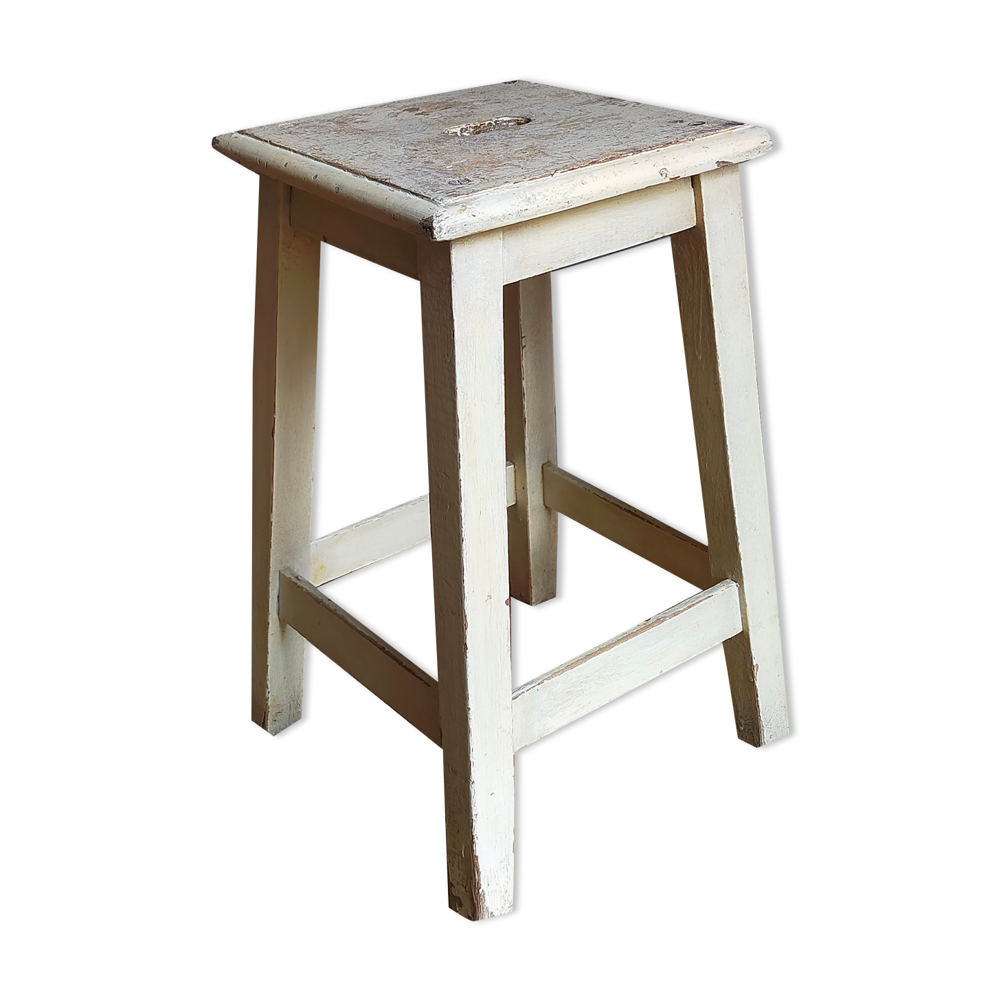 Wooden workshop stool with old patina