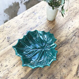 Vallauris green ceramic leaf dish
