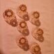 Plateau verre rose Art Deco et 7 verres Made in France