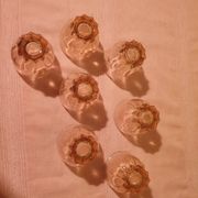 Art Deco pink glass tray and 7 glasses Made in France