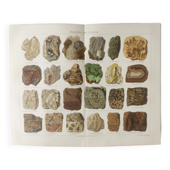 Antique print - Minerals and rocks - Original poster from 1909