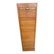 1950s oak office storage cabinet with curtains.