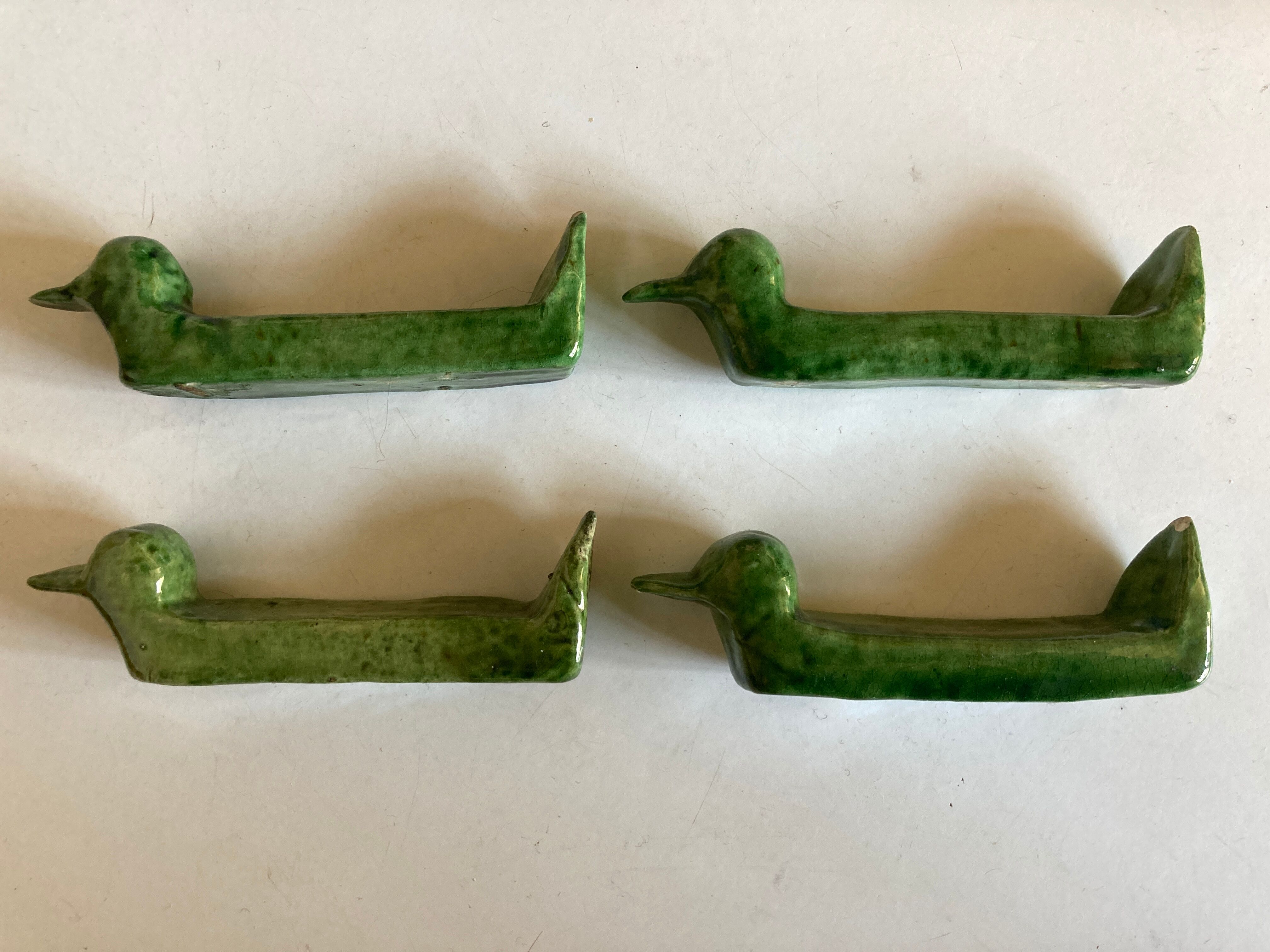 Set of 4 knife holders in varnished earth of Biot 1960