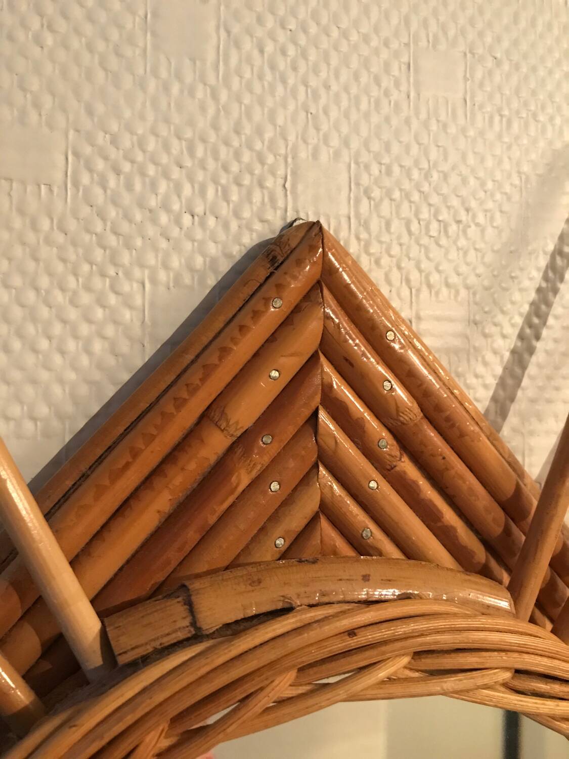 Antique vintage rattan mirror