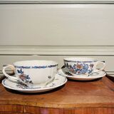 Two Gien earthenware chocolate cups