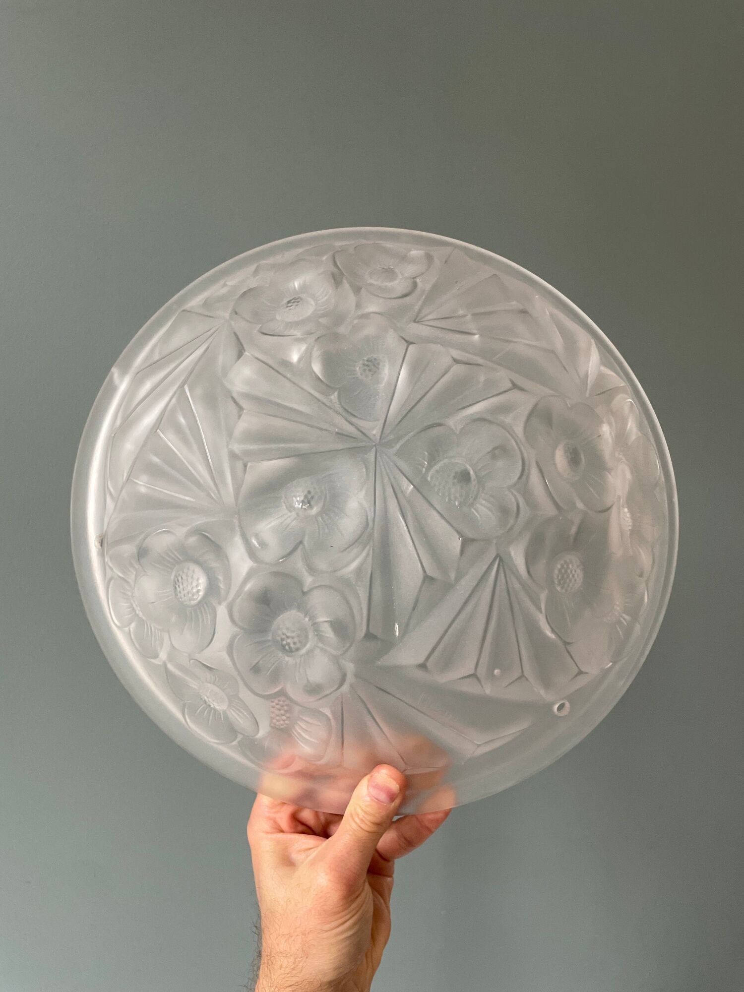 Art deco glass paste lampshade signed hubens degué