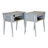 Set of 2 oak bedside tables, Sweden, 1960