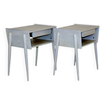 Set of 2 oak bedside tables, Sweden, 1960